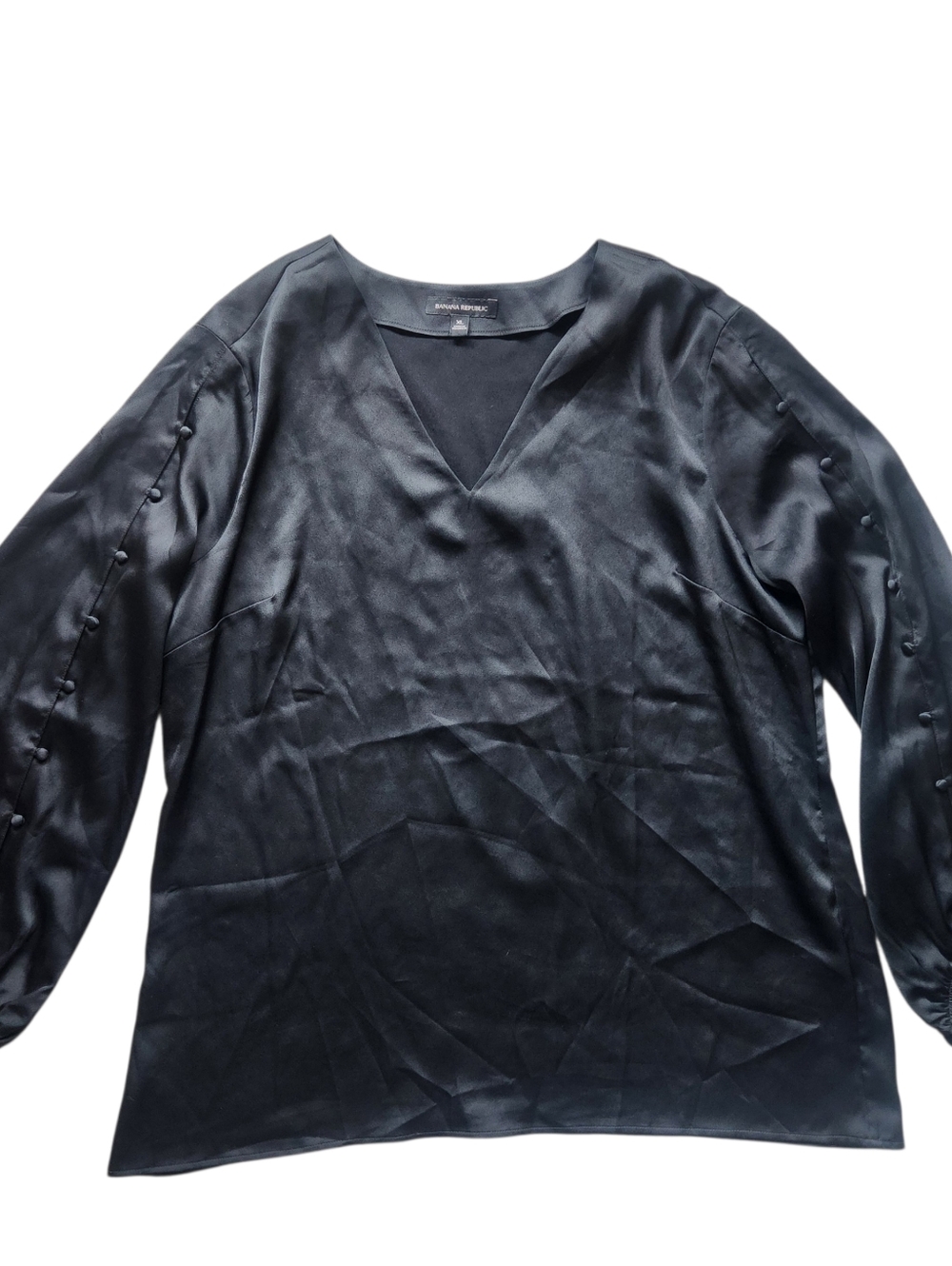Banana Republic Black Satin V-Neck Blouse